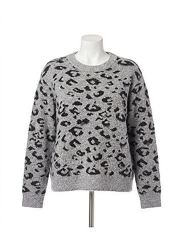 Karen Kane Metallic Animal Print Crewneck Sweater - Plus in Gray With Black (view 1)