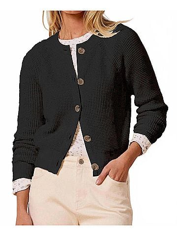Nic + Zoe Waffle Tuck Cardigan in Black Onyx (view 2)