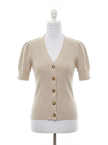 Mikarose Dorothy Short Sleeve Sweater in Beige (view 1)