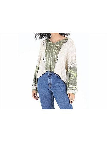 Angie Knitted Cropped Sweater in Olive (view 2)