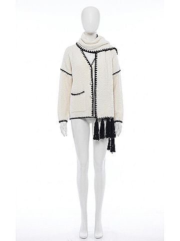 525 America Tierney Whipstitch Scarf Neckline Cardigan in Sea Salt Multi (view 1)