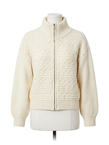 525 America Alpine Cable Knit Zip Up in Sea Salt (view 1)