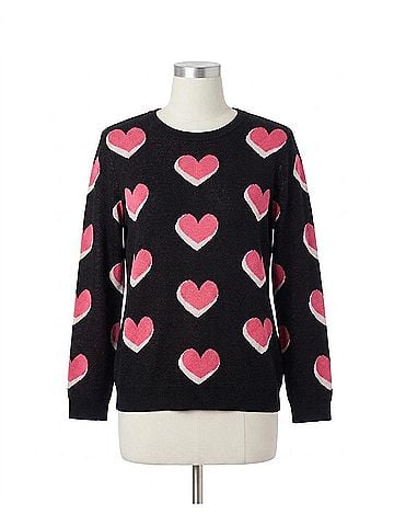 Jones New York Scatter Heart Crewneck Jones Sweater in Black Multi (view 1)