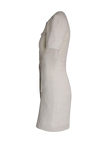 Maje Maje Rillio Bouclé Tweed Button-front Mini Dress in Cream Cotton (view 2)