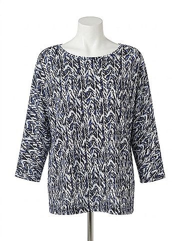 Nic + Zoe Boatneck Crosshatch Sweater in Indigo Multi (view 1)