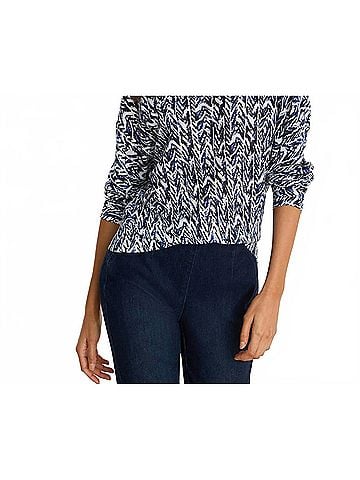 Nic + Zoe Boatneck Crosshatch Sweater in Indigo Multi (view 2)