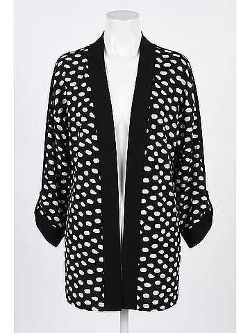 Frank Lyman Design Dot Print Roll-Up Sleeves Cardigan in Black (view 1)