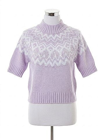 Design History Juliana Short Sleeve Mock Neck Sweater in Lilac And White (view 1)