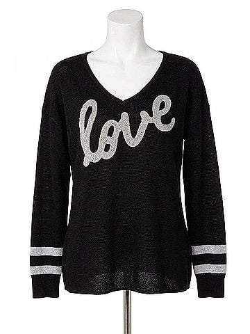 Angel Love V-Neck Pullover in Black/Gray (view 1)