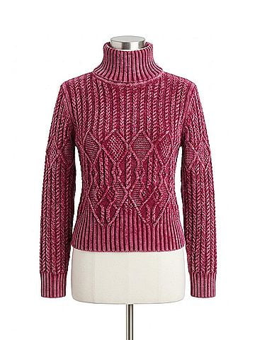 Tribal Mock Neck Sweater With Special Wash in Cherry Lacquer (view 1)