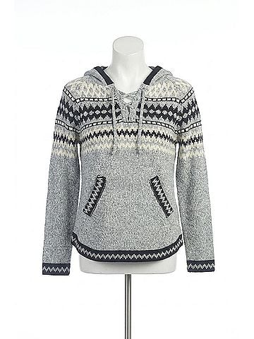 Papillon Fairisle Knit Hooded Sweater in Grey (view 1)