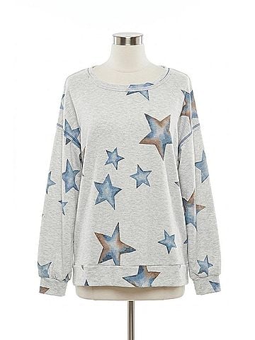 Honeyme Star Print Pullover in Grey (view 1)