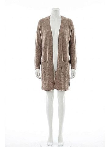 Papillon Long Sleeve Knit Cardigan in Tan (view 1)