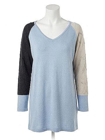 Angel Color Block V-Neck Pullover in Ice Combo (view 1)