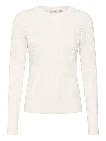 KAFFE Kasilla Cable Knit Regular Fit Pullover Sweater in Chalk White (view 1)
