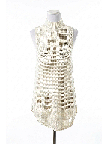 Minkpink Women Bittersweet Chunky Wool Mock Neck Tunic Sweater Top in White (view 1)