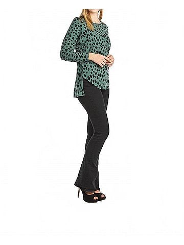 Papillon Spotted Step Hem Stretchy Sweater in Sage (view 2)