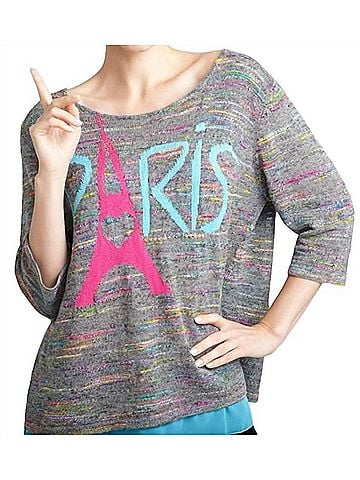 Angel Paris Melange Back Button Sweater in Gray Multi (view 2)