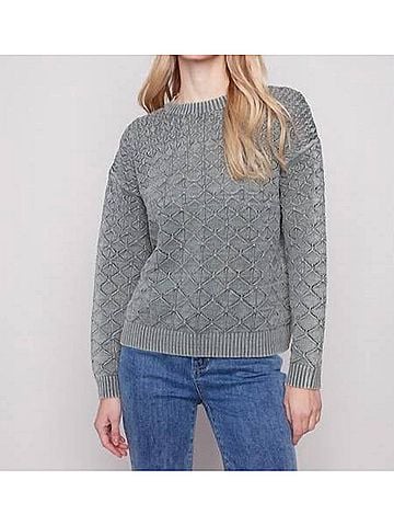 Charlie B Spruce Pointelle Sweater in Grey (view 2)