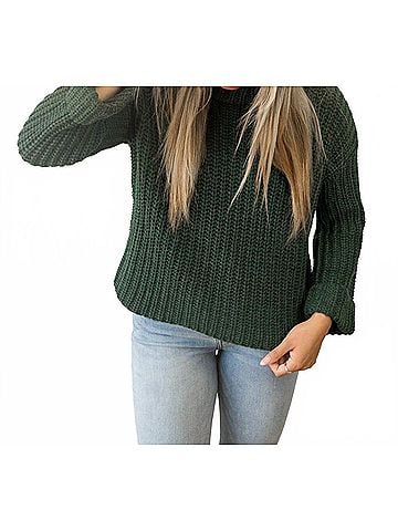 525 America Vida Chunky Turtleneck Shaker Pullover Sweater in Gree (view 2)
