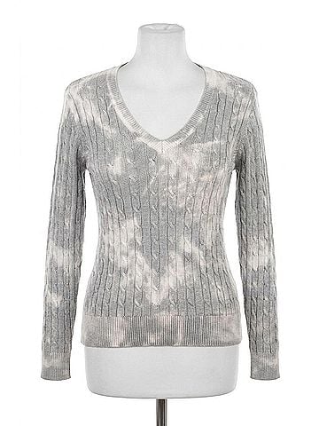 Angel Bleach Cableknit V-Neck Sweater in Marble (view 1)