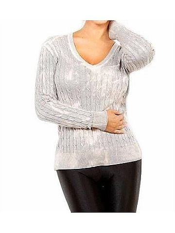 Angel Bleach Cableknit V-Neck Sweater in Marble (view 2)