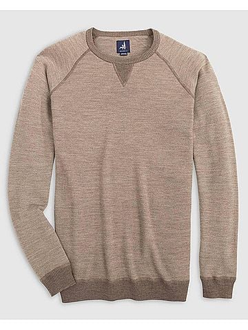 Johnnie-O Boggs Merino Wool Crew Neck Sweater in Coffee (view 2)