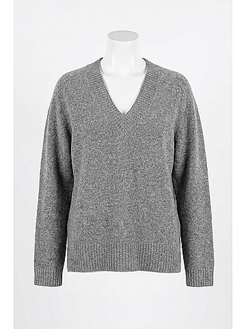 Lilla P Felted Easy V-Neck Sweater in Charcoal (view 1)