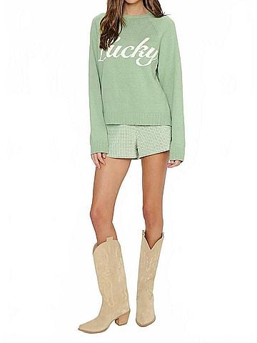 Show Me Your Mumu Off Duty Long Sleeve Crew Neck Sweater in Lucky (view 2)
