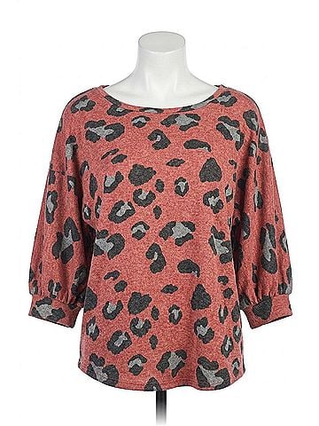 Papillon Leopard Print Dolman Sleeve Sweater in Pink (view 1)