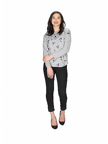 Papillon Bird Print Sweater in Grey (view 2)