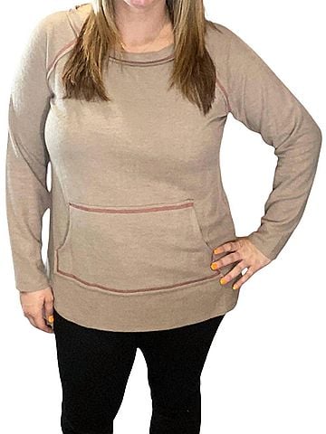 Honeyme Kangaroo Pocket Sweater in Mocha (view 2)