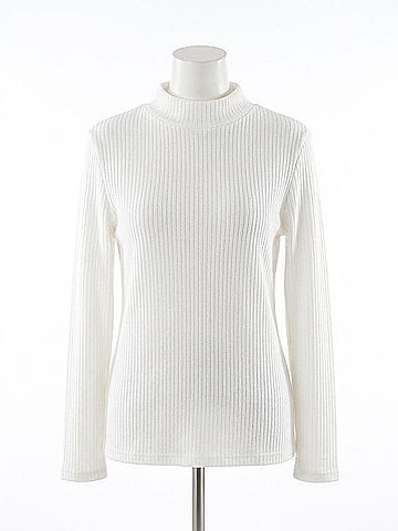 Papillon Women's Ribbed Mock Neck Sweater in Ivory (view 1)