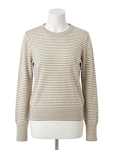 KAFFE Kanala Round Neck Tight Knit Pullover in Chalk Grey (view 1)