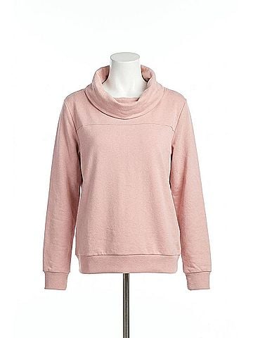 Papillon Oversized Sweater With Ribbed Hem &amp; Cuffs in Pink (view 1)