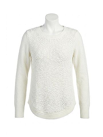 Papillon Shirt Hem Long Sleeve Sweater in White (view 1)