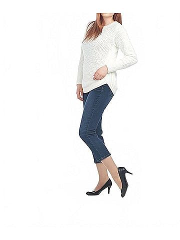 Papillon Shirt Hem Long Sleeve Sweater in White (view 2)
