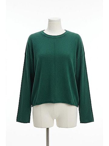 Soaked Spina Boxy Fit Tight Knit Pullover Sweater in Rain Forest (view 1)