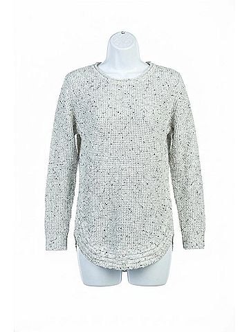 Papillon Heathered Shirt Hem Sweater in Light Grey (view 1)