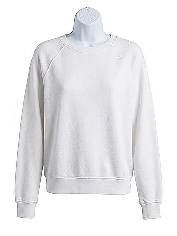 Bobi Classic Raglan Pullover Sweater in White (view 1)