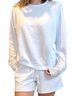 Bobi Solid White Classic Raglan Pullover Sweater in White Size M - photo 2