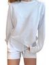 Bobi Solid White Classic Raglan Pullover Sweater in White Size M - photo 3