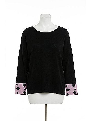Angel Polka Dot Sleeve Tunic Sweater in Black/Pink (view 1)