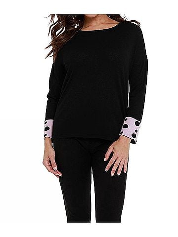 Angel Polka Dot Sleeve Tunic Sweater in Black/Pink (view 2)