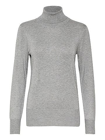 KAFFE Astrid Long Sleeve Regular Fit Roll Neck Top in Grey (view 1)