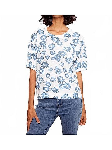 Charlie B Reversible Short Sleeve Printed Sweater in Petals (view 2)