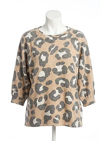 Papillon Brushed Leopard Dolman Sleeve Sweater in Mocha (view 1)