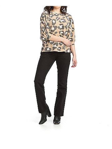 Papillon Brushed Leopard Dolman Sleeve Sweater in Mocha (view 2)