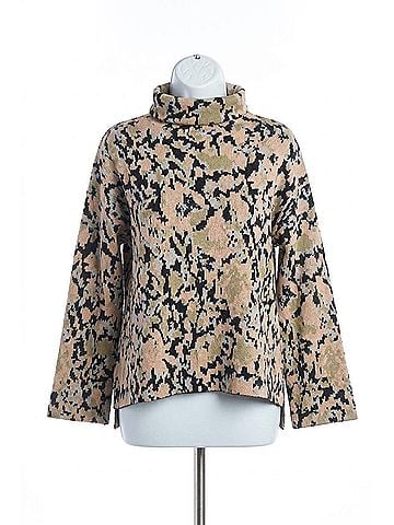 Papillon Floral Jacquard Mock Neck Sweater in Multi (view 1)
