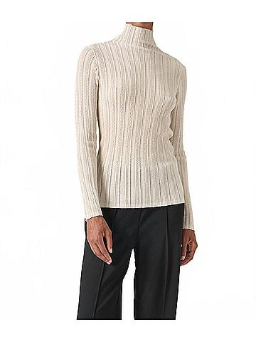 Soaked Laisa Metallic Turtleneck Pullover Sweater in Cream (view 2)